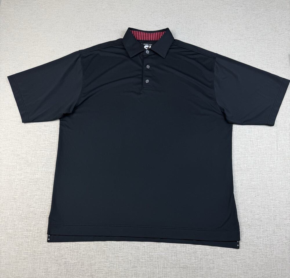 FootJoy ProDry Lisle Golf Polo Men’s Large Black Red Stretch Performance